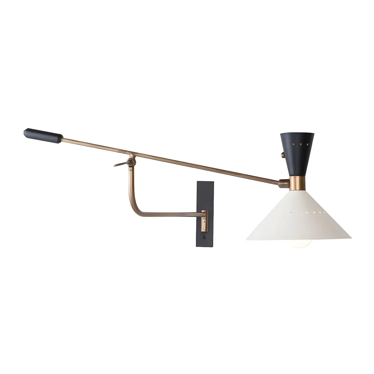 Modern Brass White Conical Arm Swing Wall Light Image - 9 | homeyfad