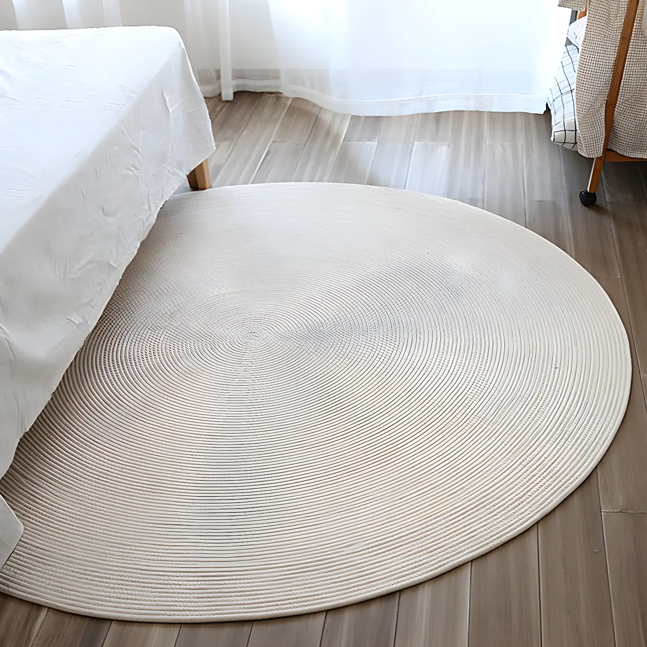 Rustic Round Cotton Blends Bedroom Area Rug Image - 2 | homeyfad