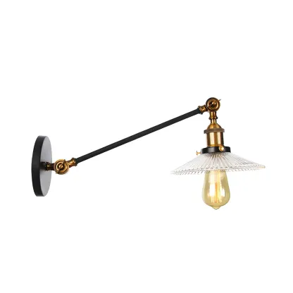Industrial Adjustable Black Cone Shape Glass LED Wall Lamp 