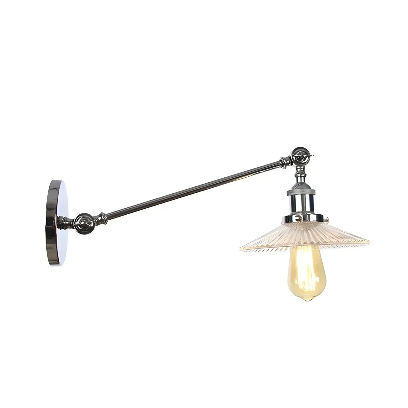 Industrial Adjustable Black Cone Shape Glass LED Wall Lamp 