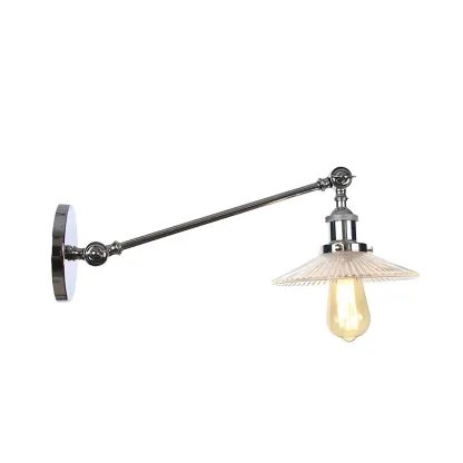 Industrial Adjustable Black Cone Shape Glass LED Wall Lamp 