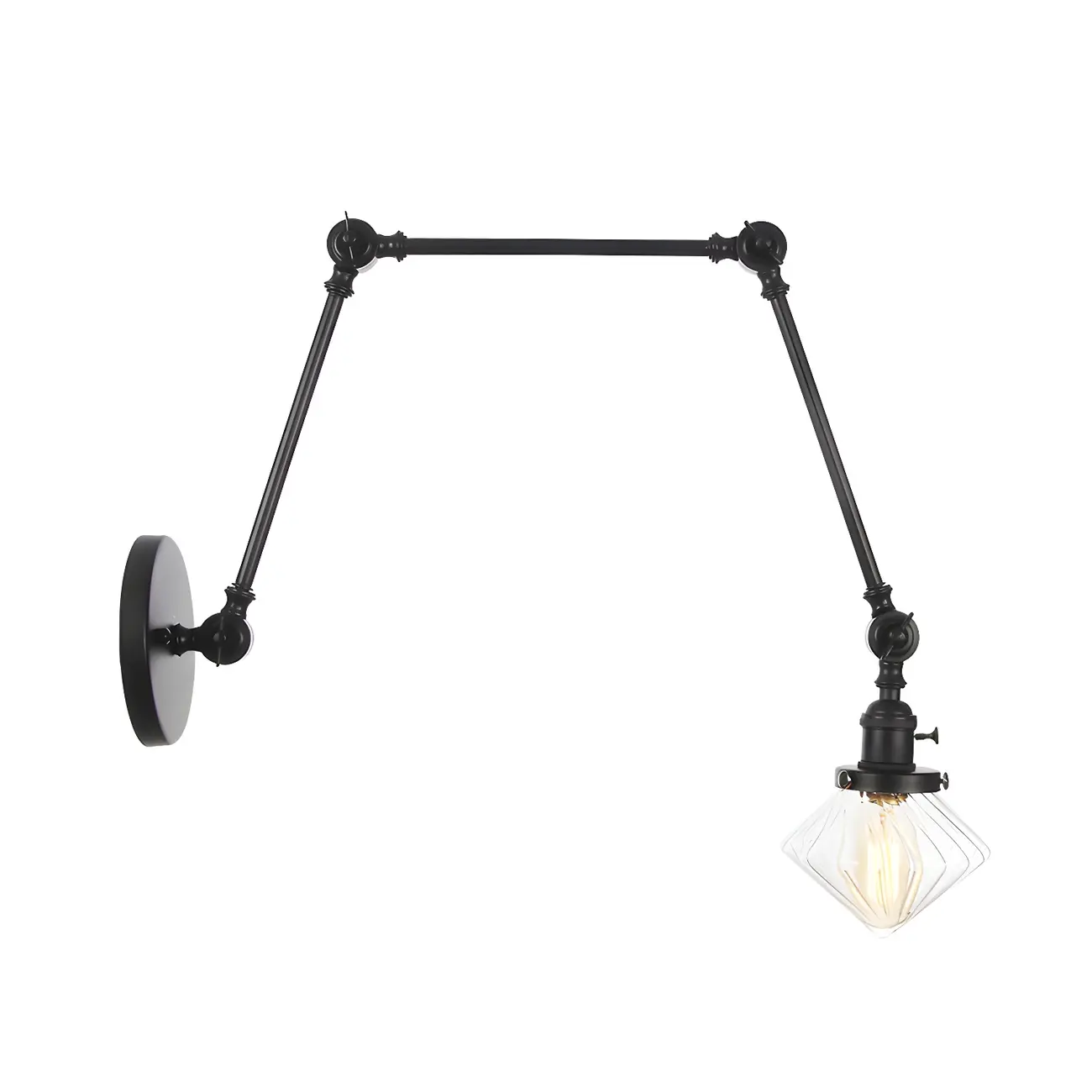 Vintage Industrial Wall Sconce with Adjustable Glass Shade | homeyfad