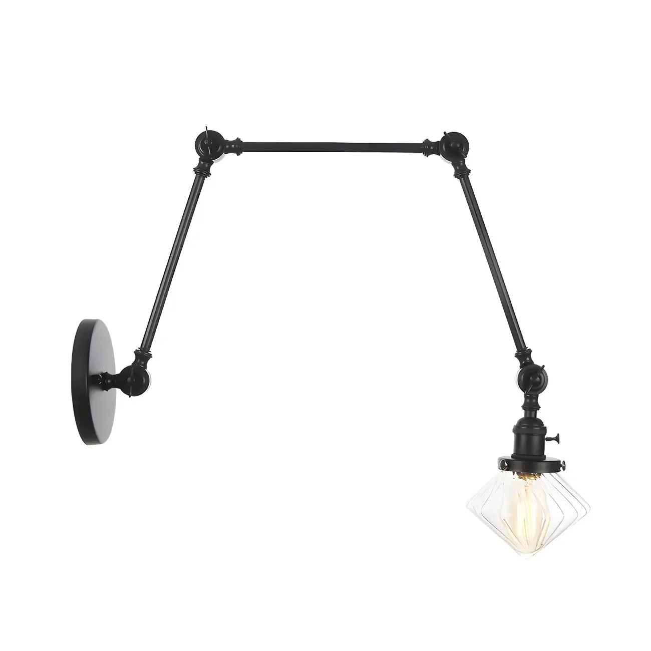 Vintage Industrial Wall Sconce with Adjustable Glass Shade