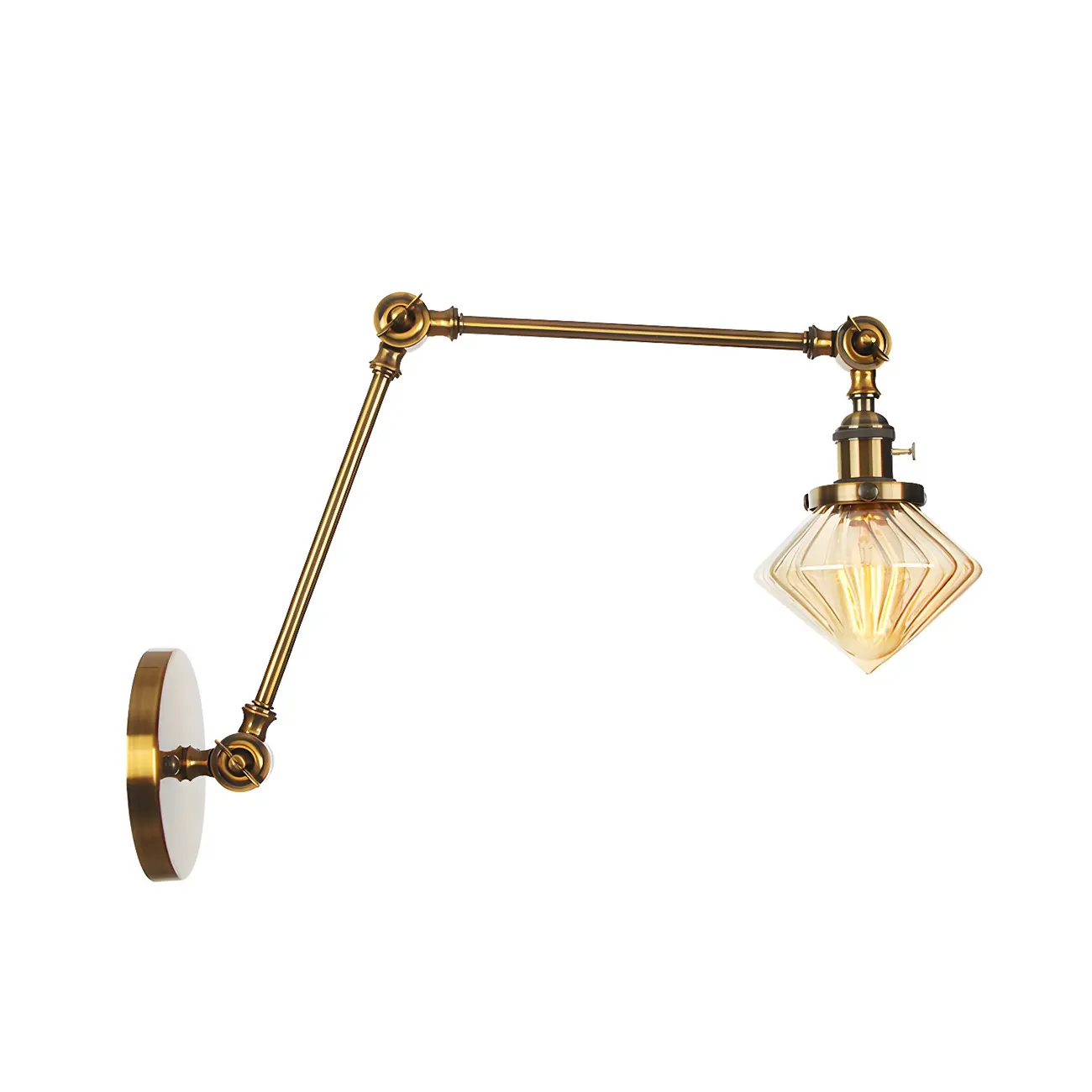 Vintage Industrial Wall Sconce with Adjustable Glass Shade | homeyfad