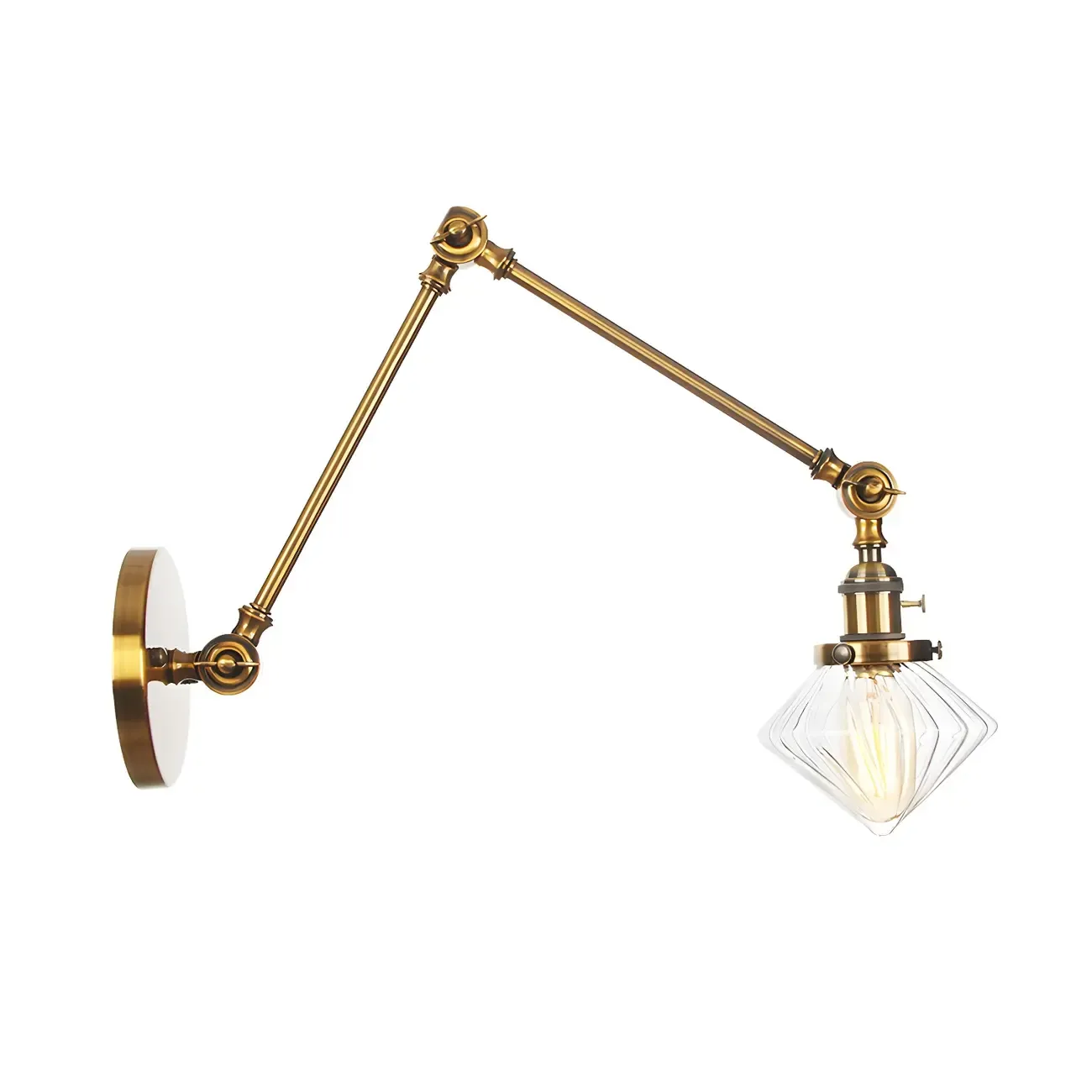 Vintage Industrial Wall Sconce with Adjustable Glass Shade