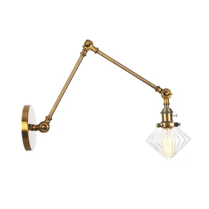 Vintage Industrial Wall Sconce with Adjustable Glass Shade