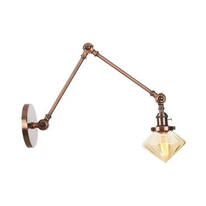 Vintage Industrial Wall Sconce with Adjustable Glass Shade