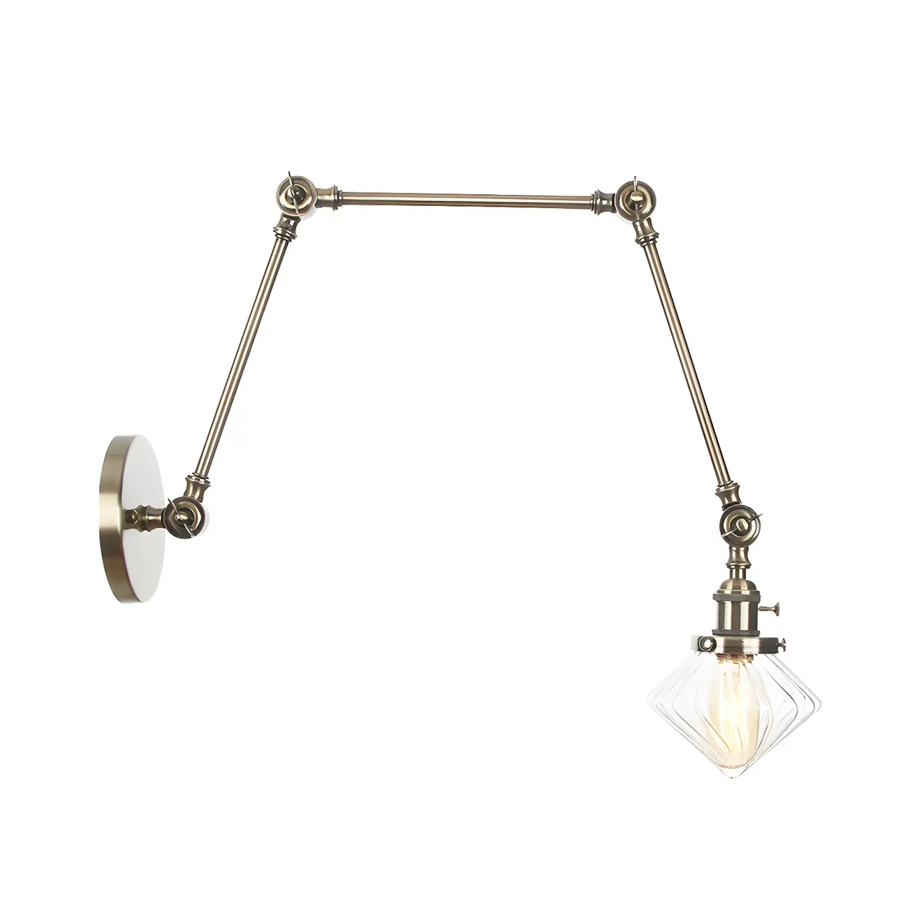 Vintage Industrial Wall Sconce with Adjustable Glass Shade | homeyfad