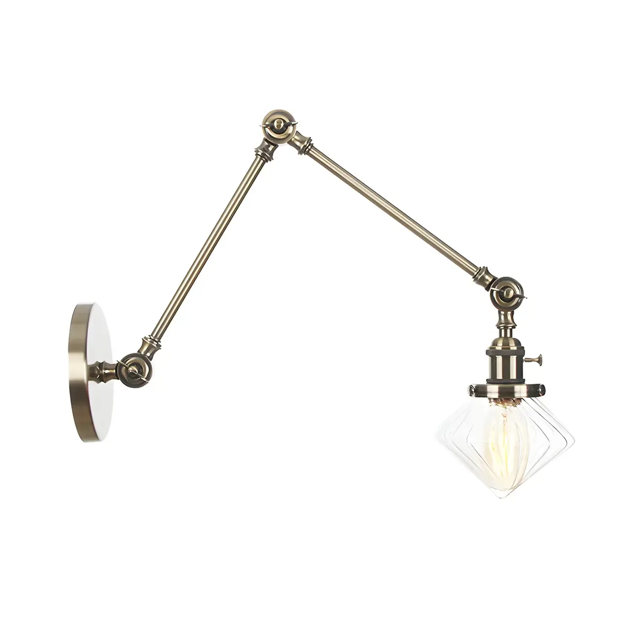 Vintage Industrial Wall Sconce with Adjustable Glass Shade