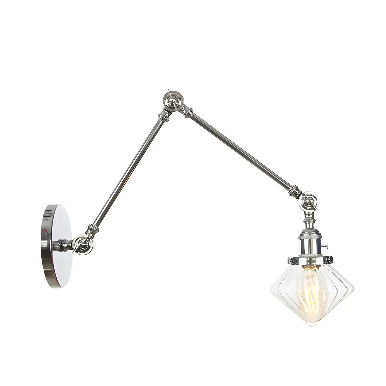 Vintage Industrial Wall Sconce with Adjustable Glass Shade