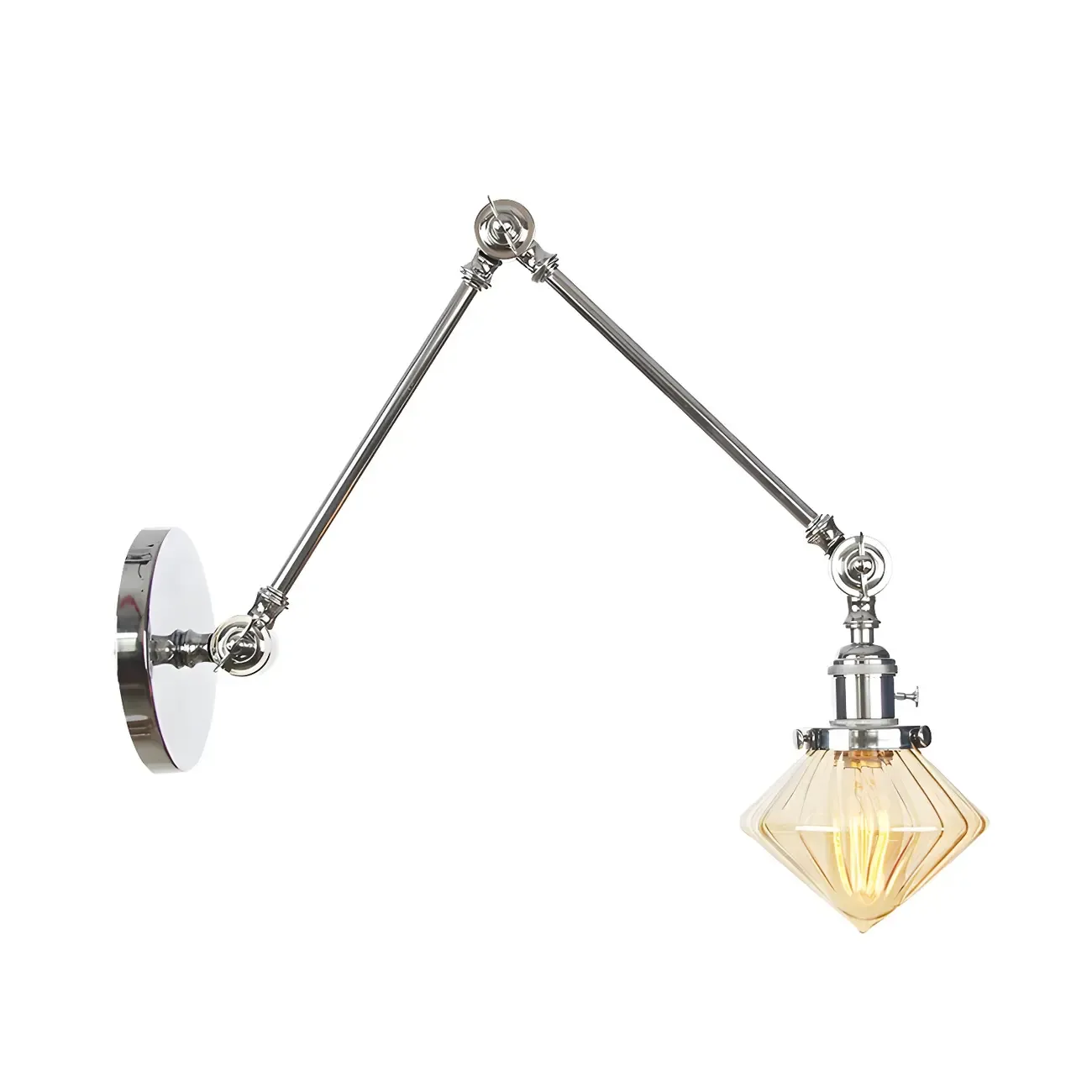 Vintage Industrial Wall Sconce with Adjustable Glass Shade