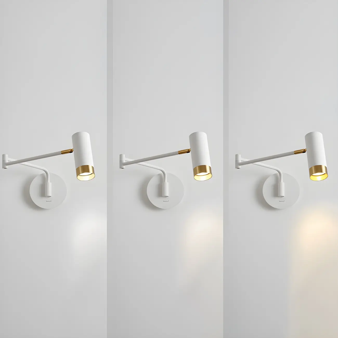 Modern Metal White Black Adjustable Swing Arm Wall Light Image - 11 | homeyfad