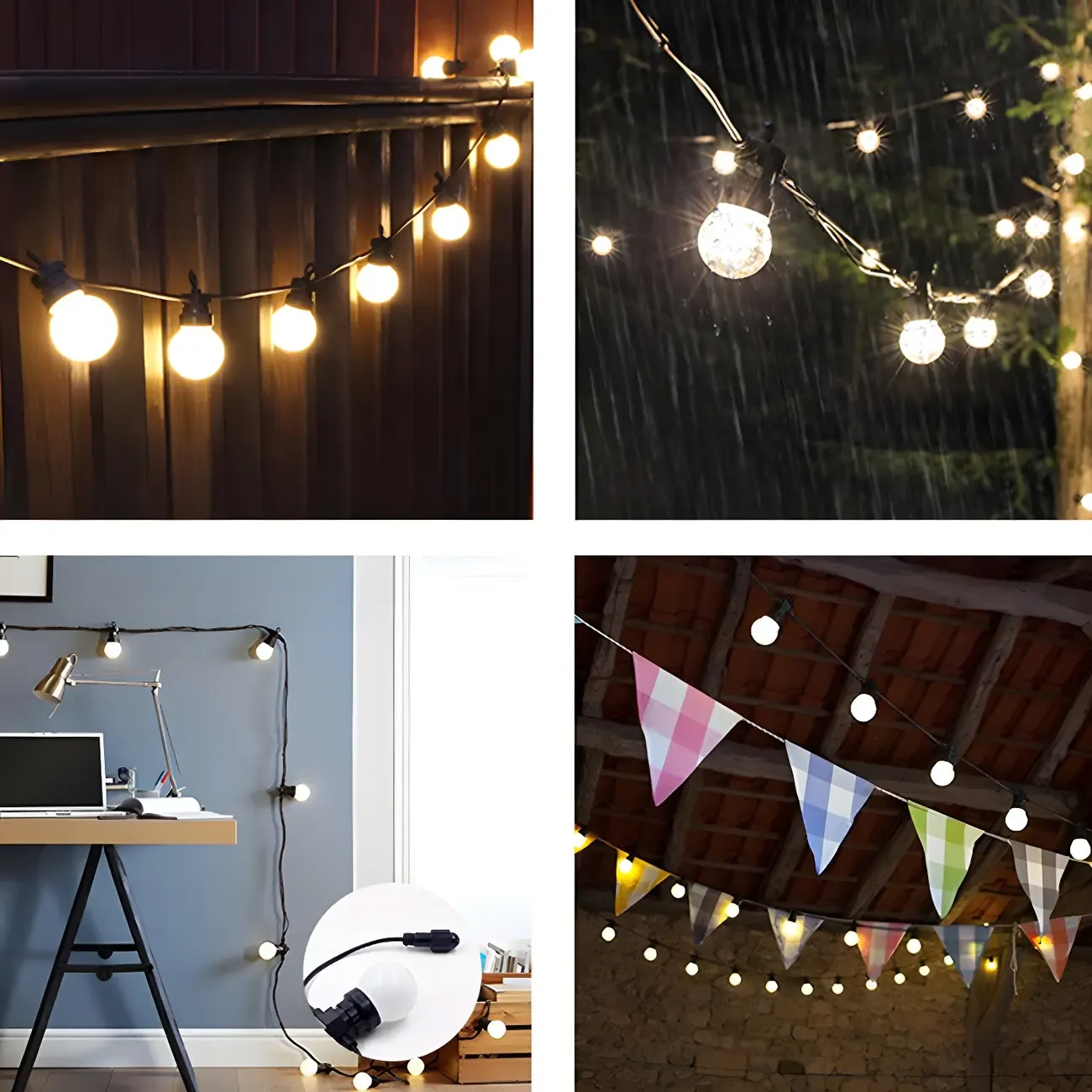 Modern Black Cord Warm LED String Light Image - 4