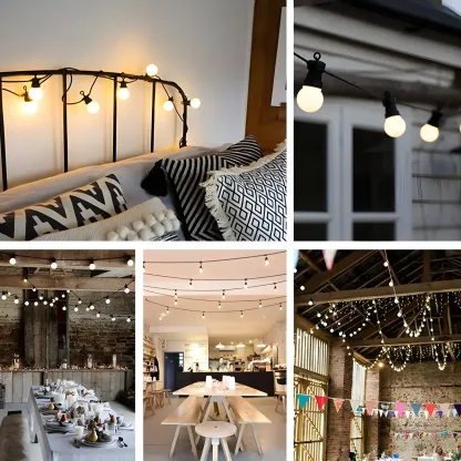 Modern Black Cord Warm LED String Light Image - 3