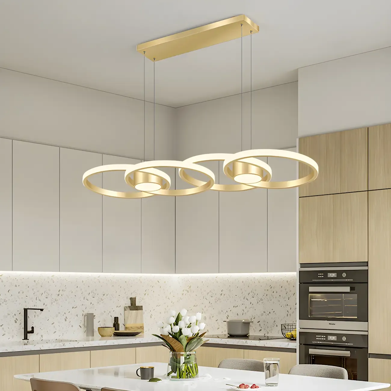 Modern Gold LED Linear Island Pendant Kitchen Light  Image - 1