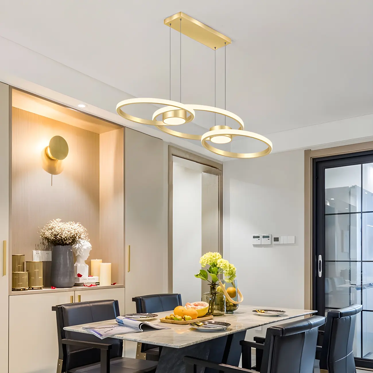 Modern Gold LED Linear Island Pendant Kitchen Light  Image - 2 | homeyfad