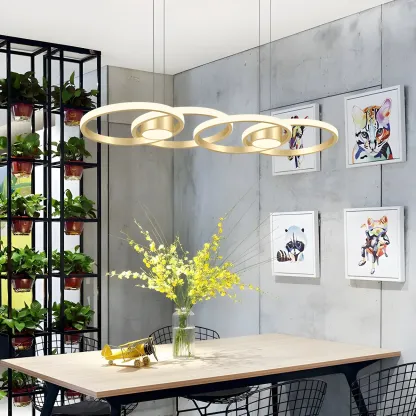 Modern Gold LED Linear Island Pendant Kitchen Light  Image - 8