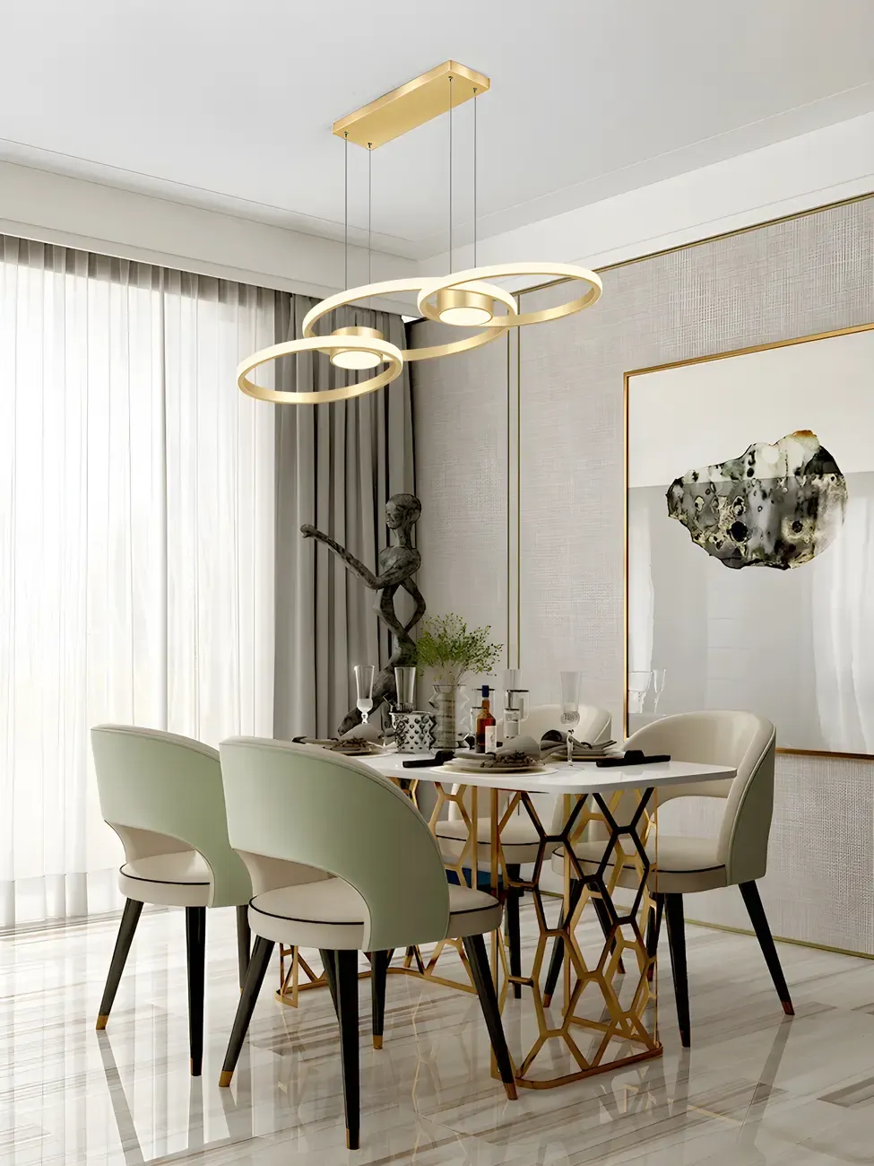 Modern Gold LED Linear Island Pendant Kitchen Light  Image - 22