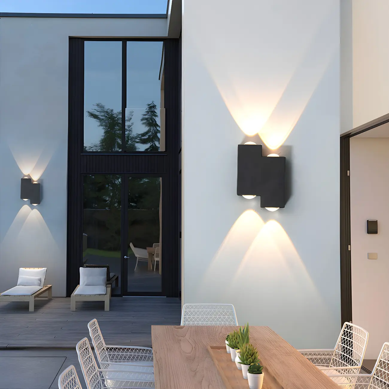 Modern Geometric Metal Black LED Outdoor Wall Light Image - 1 | homeyfad