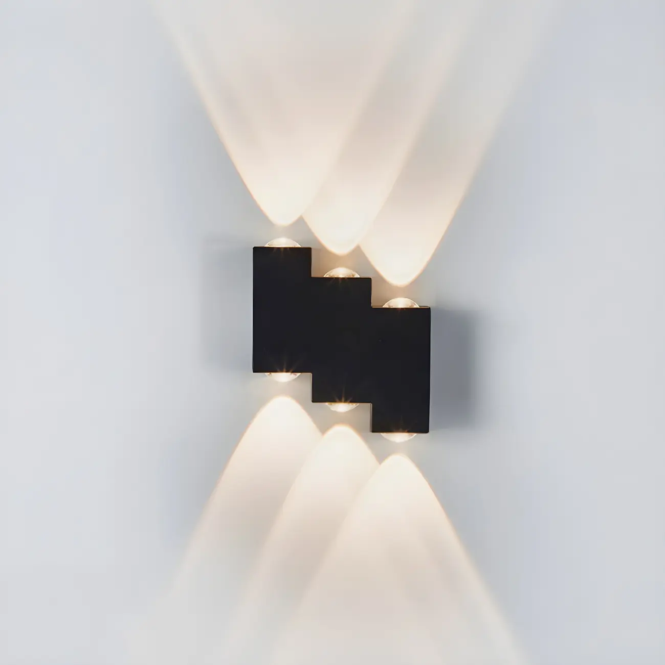 Modern Geometric Metal Black LED Outdoor Wall Light Image - 5 | homeyfad