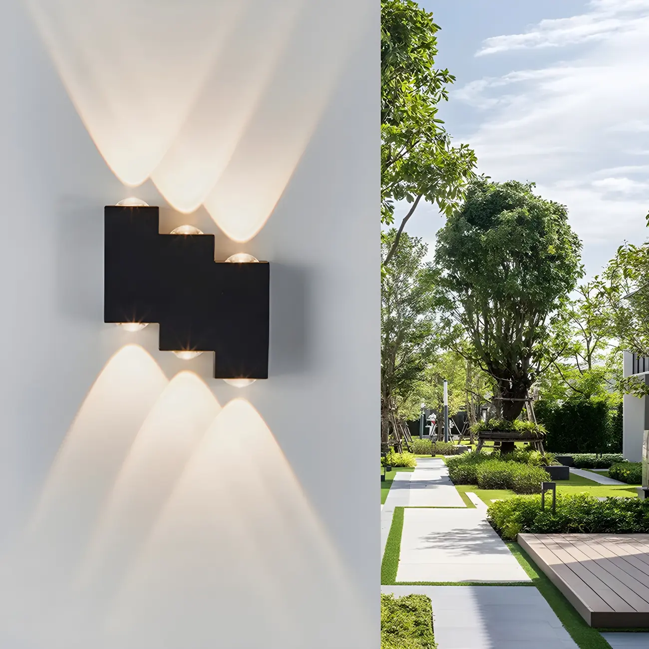 Modern Geometric Metal Black LED Outdoor Wall Light Image - 2 | homeyfad