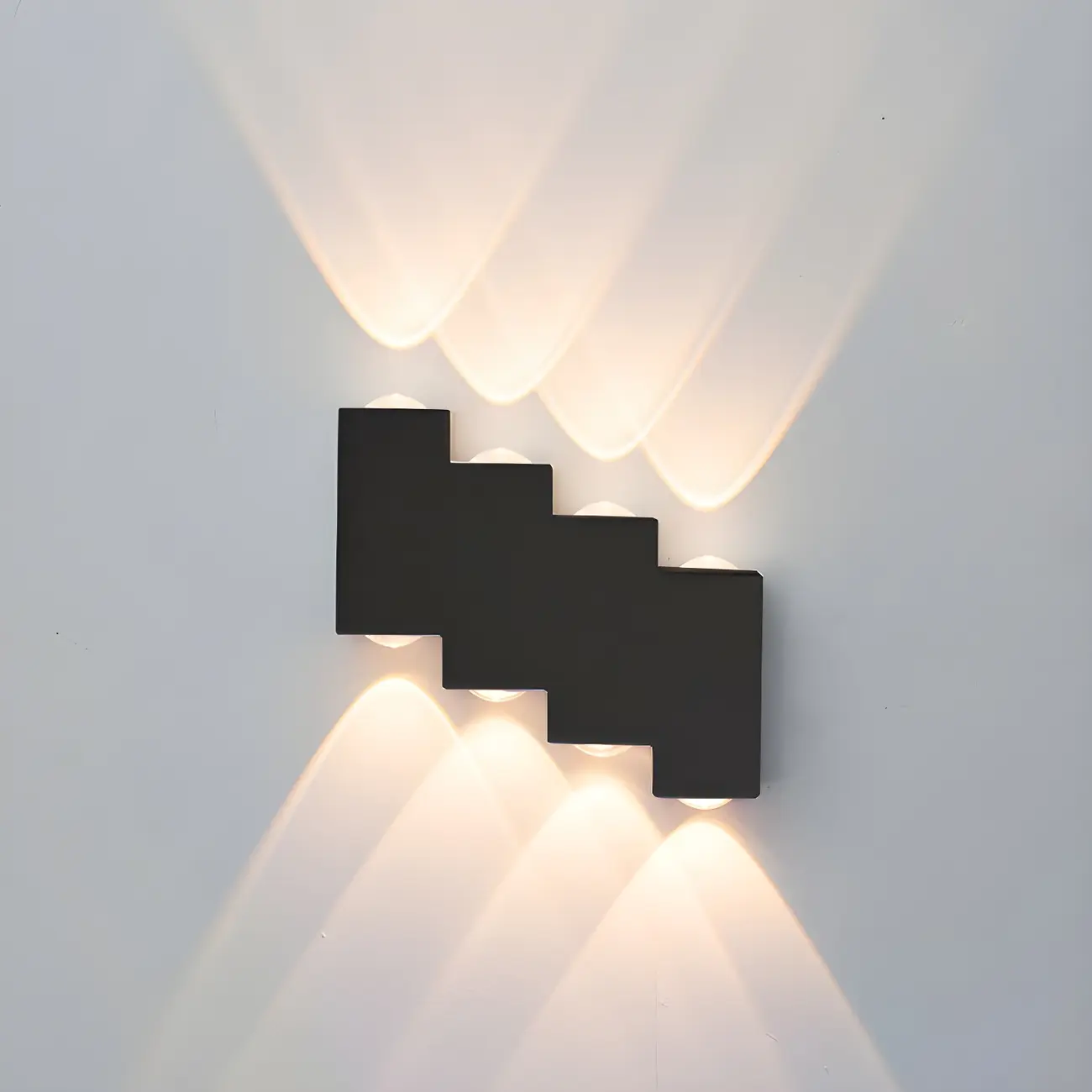 Modern Geometric Metal Black LED Outdoor Wall Light Image - 6 | homeyfad