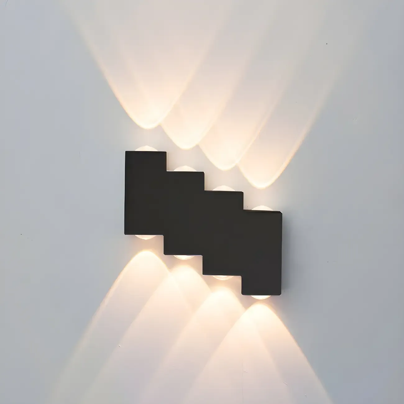 Modern Geometric Metal Black LED Outdoor Wall Light Image - 6
