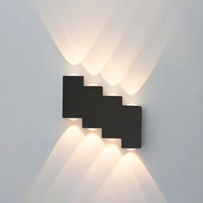 Modern Geometric Metal Black LED Outdoor Wall Light Image - 6