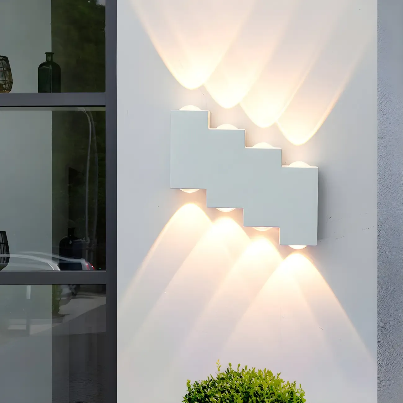 Modern Geometric Metal Black LED Outdoor Wall Light Image - 7