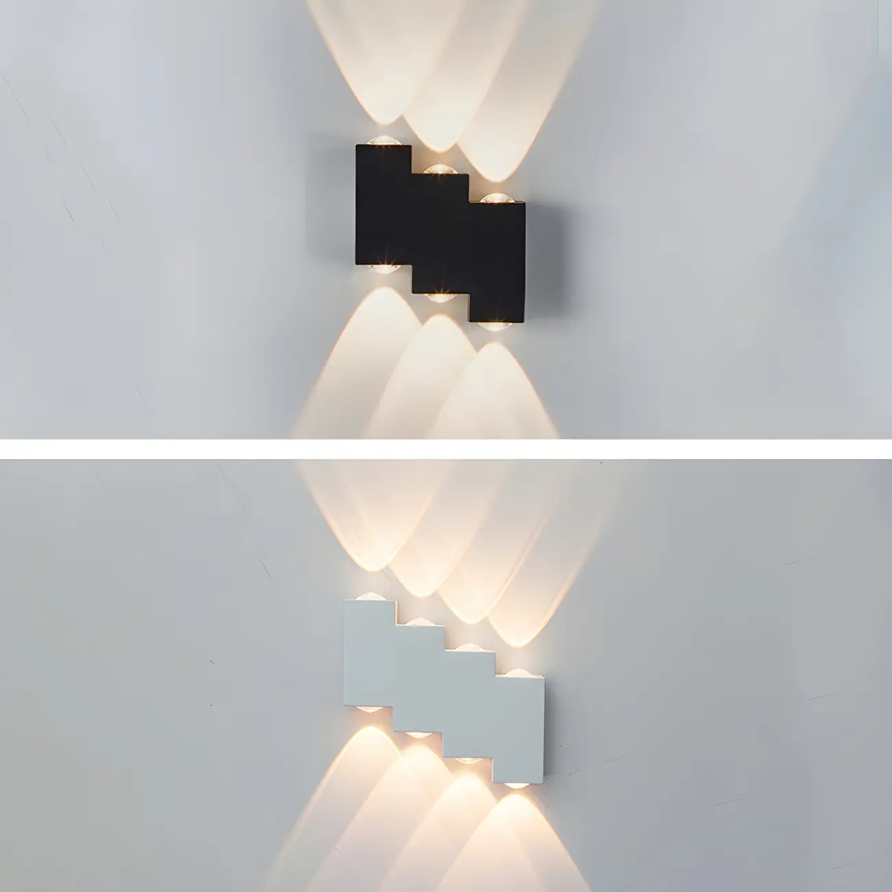 Modern Geometric Metal Black LED Outdoor Wall Light Image - 10 | homeyfad