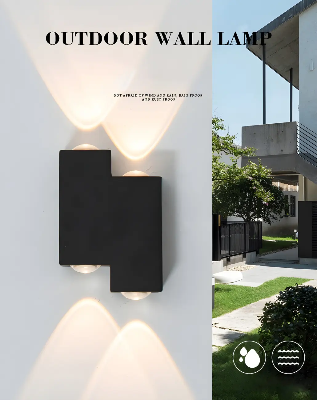 Modern Geometric Metal Black LED Outdoor Wall Light Image - 14 | homeyfad