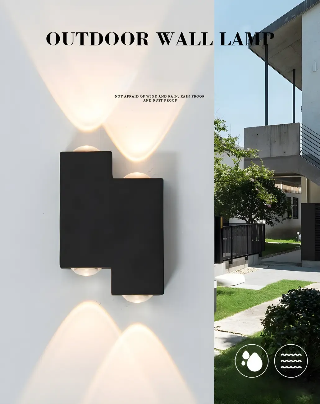 Modern Geometric Metal Black LED Outdoor Wall Light Image - 14