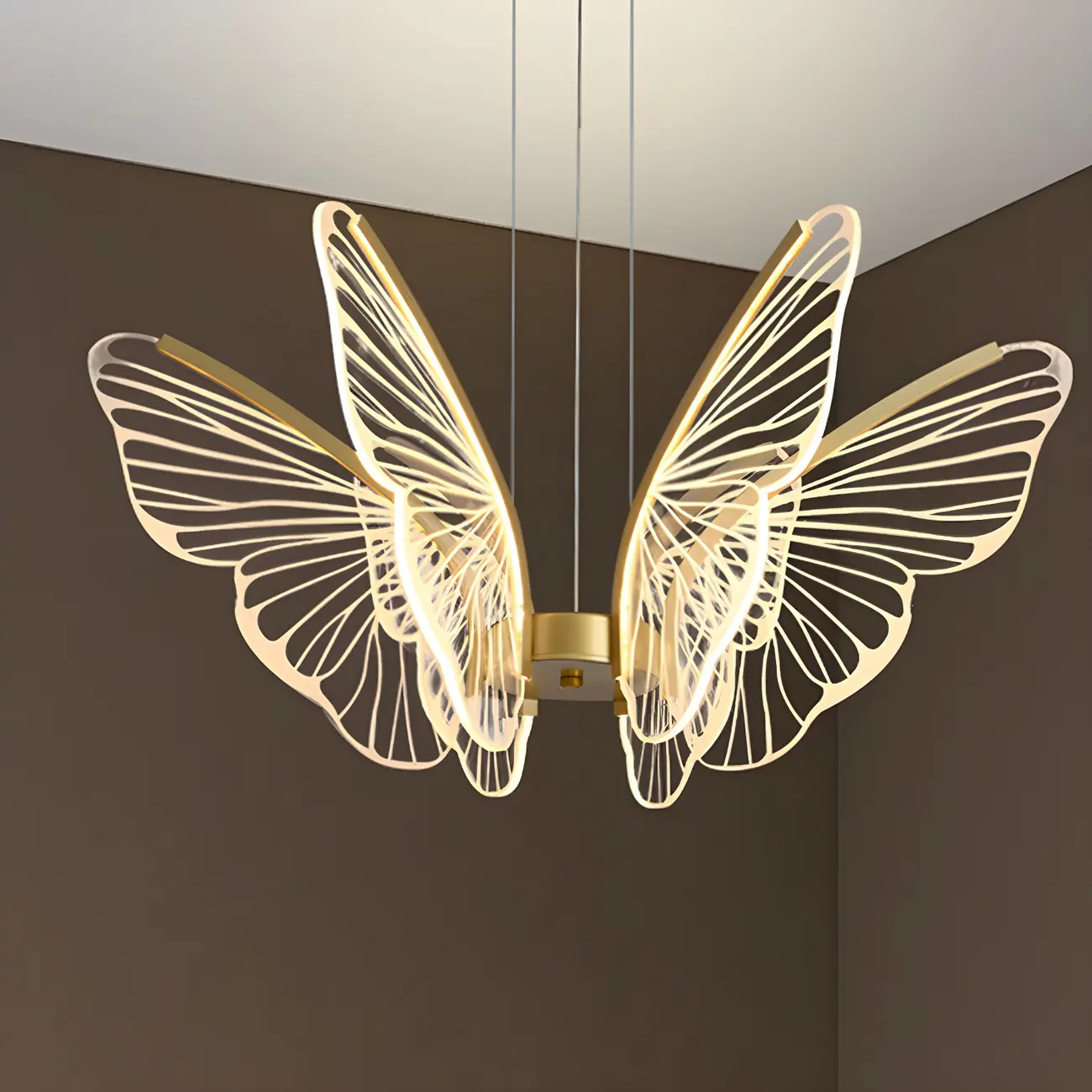 Gold Butterfly Modern 6-Light Pendant Light with Remote Image - 2 | homeyfad
