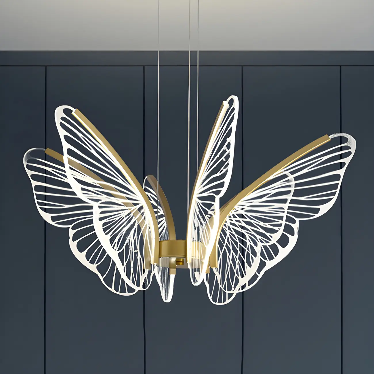 Gold Butterfly Modern 6-Light Pendant Light with Remote Image - 3 | homeyfad