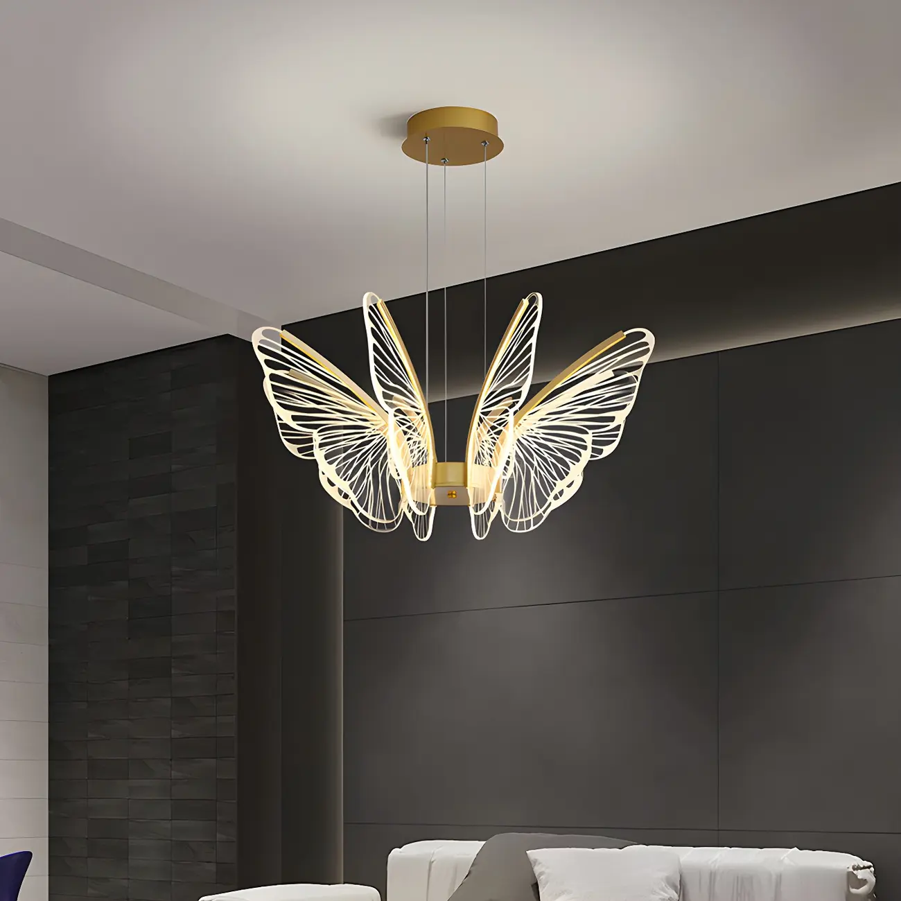 Gold Butterfly Modern 6-Light Pendant Light with Remote Image - 4 | homeyfad