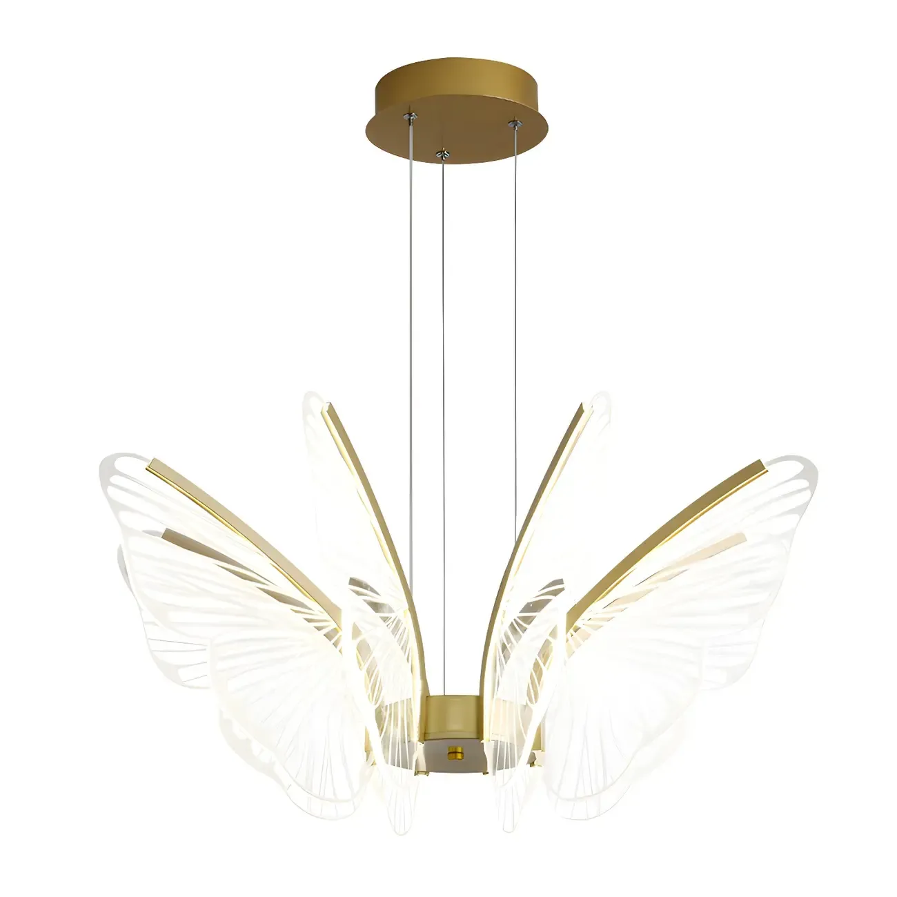 Gold Butterfly Modern 6-Light Pendant Light with Remote Image - 8