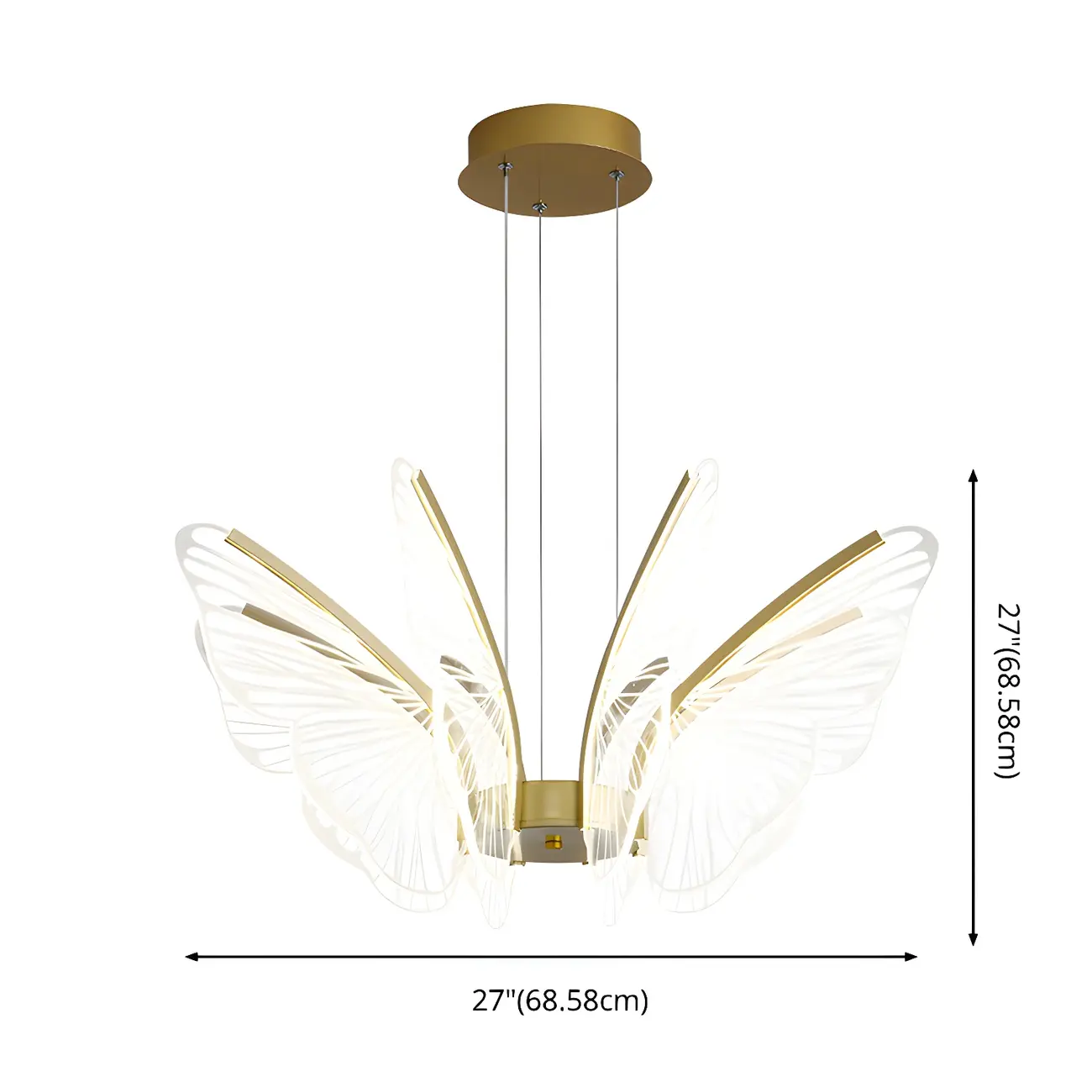 Gold Butterfly Modern 6-Light Pendant Light with Remote #size | homeyfad