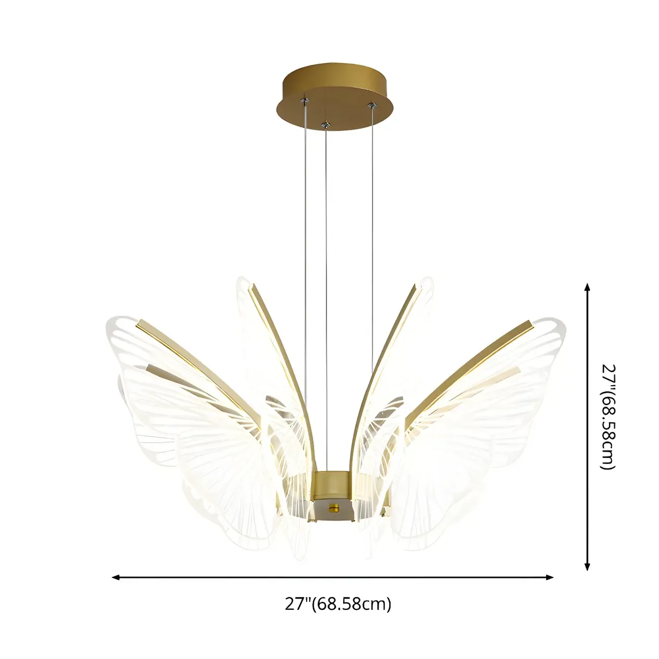 Gold Butterfly Modern 6-Light Pendant Light with Remote #size