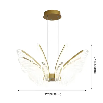 Gold Butterfly Modern 6-Light Pendant Light with Remote #size