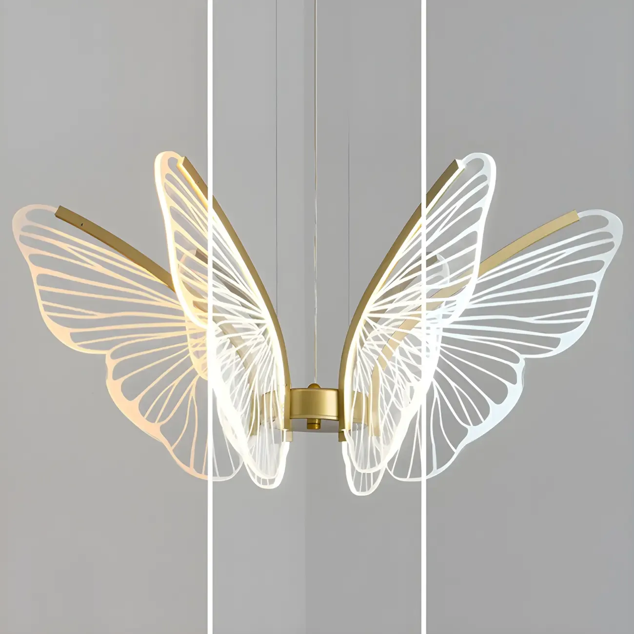 Gold Butterfly Modern 6-Light Pendant Light with Remote Image - 9