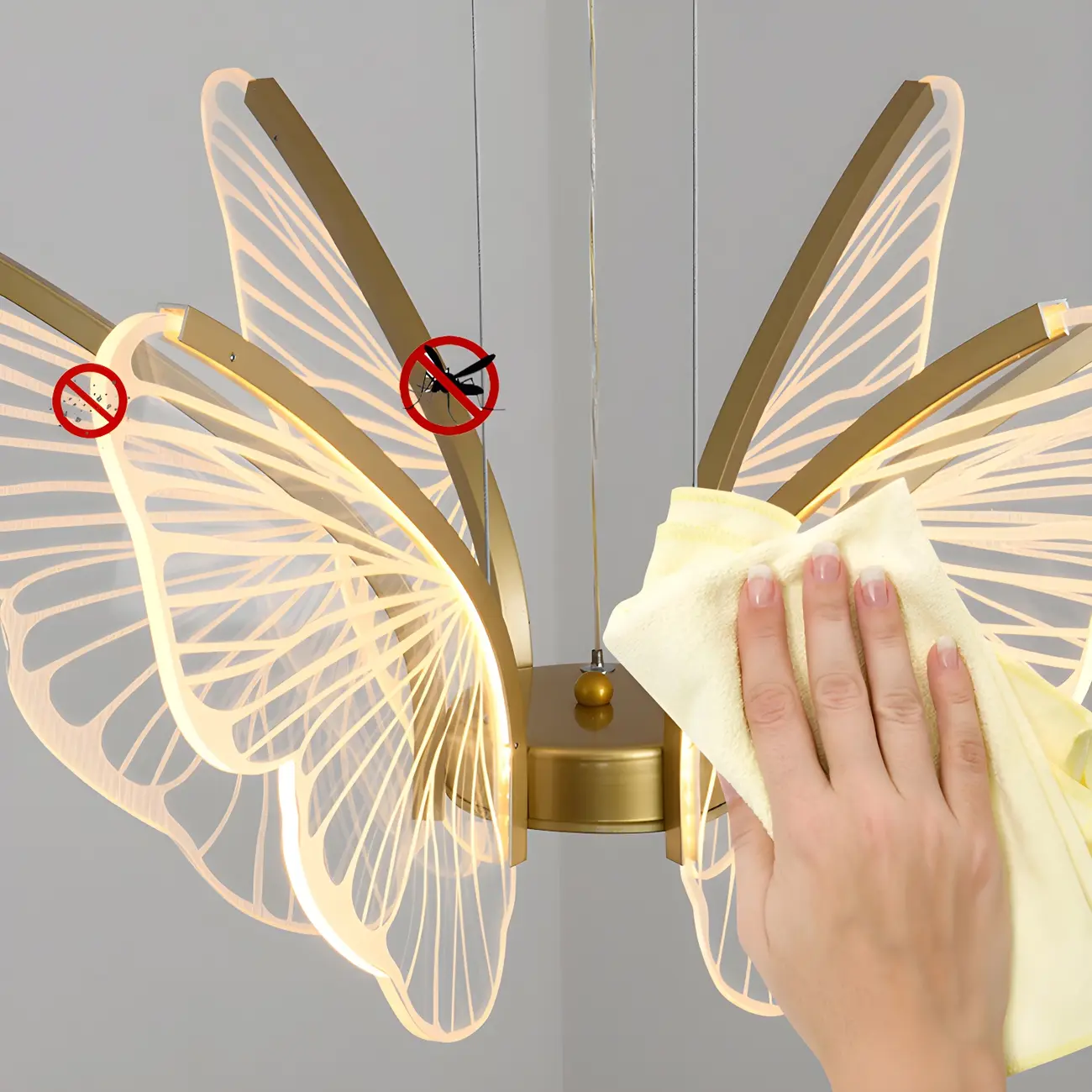 Gold Butterfly Modern 6-Light Pendant Light with Remote Image - 10 | homeyfad