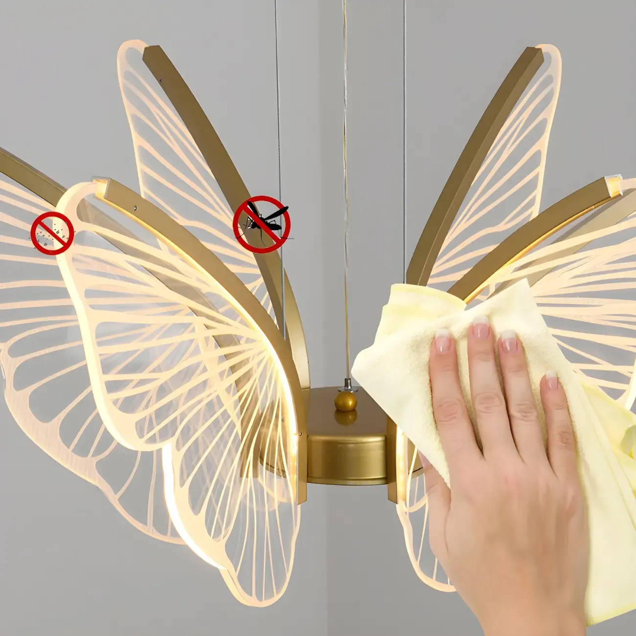 Gold Butterfly Modern 6-Light Pendant Light with Remote Image - 10