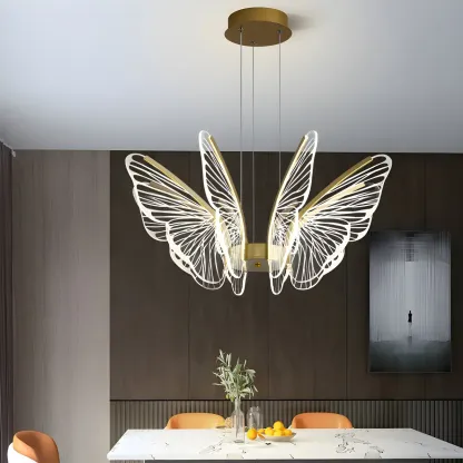 Gold Butterfly Modern 6-Light Pendant Light with Remote Image - 14