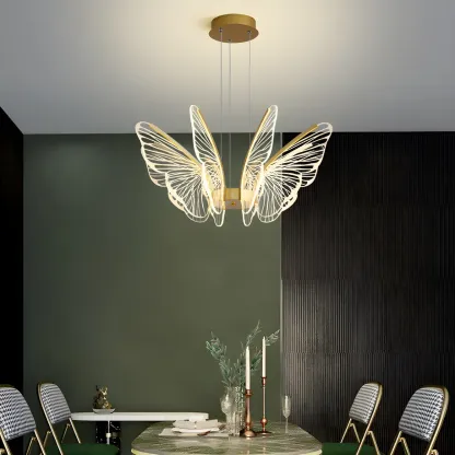 Gold Butterfly Modern 6-Light Pendant Light with Remote Image - 15
