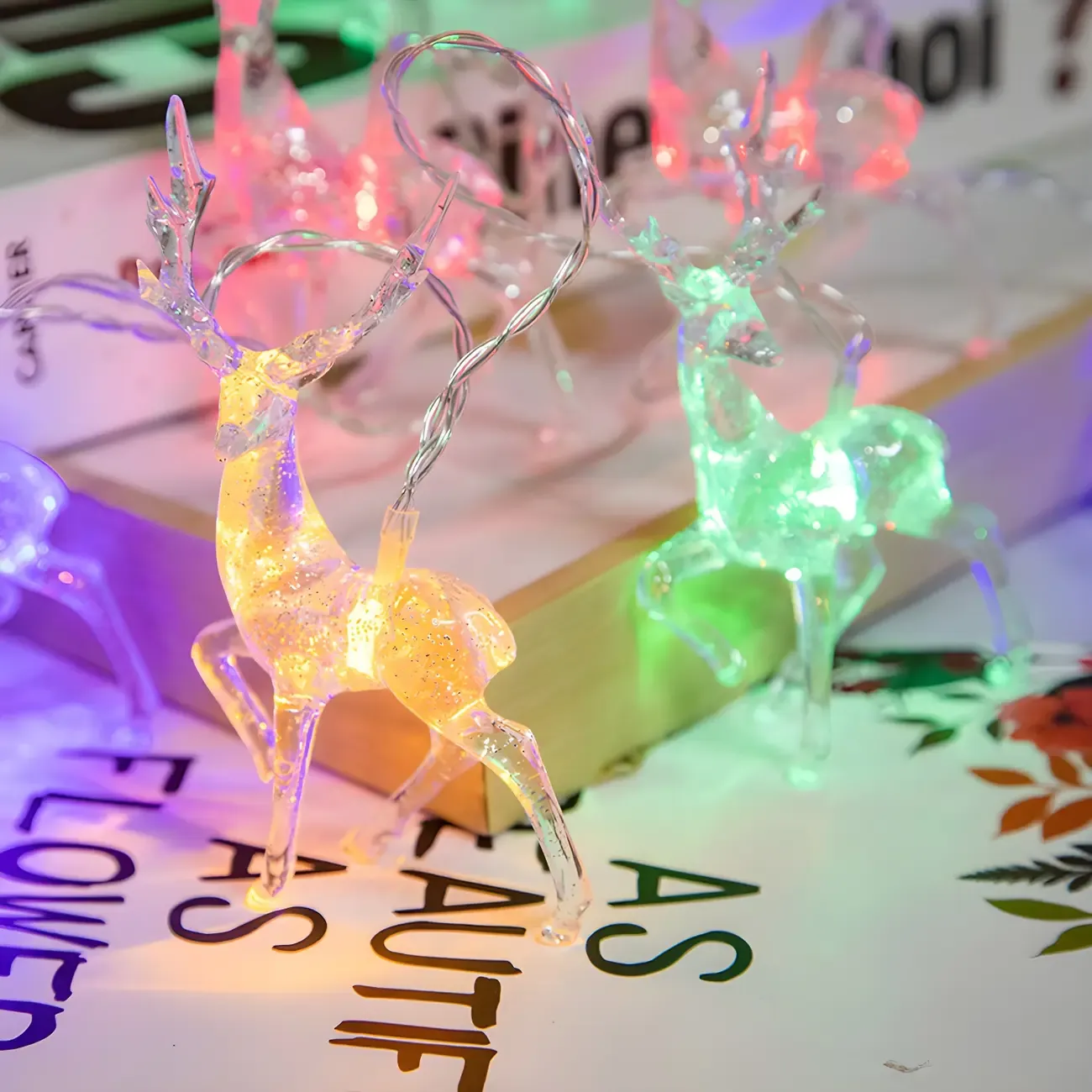 Plastic Festive Clear Reindeer LED String Light Image - 3
