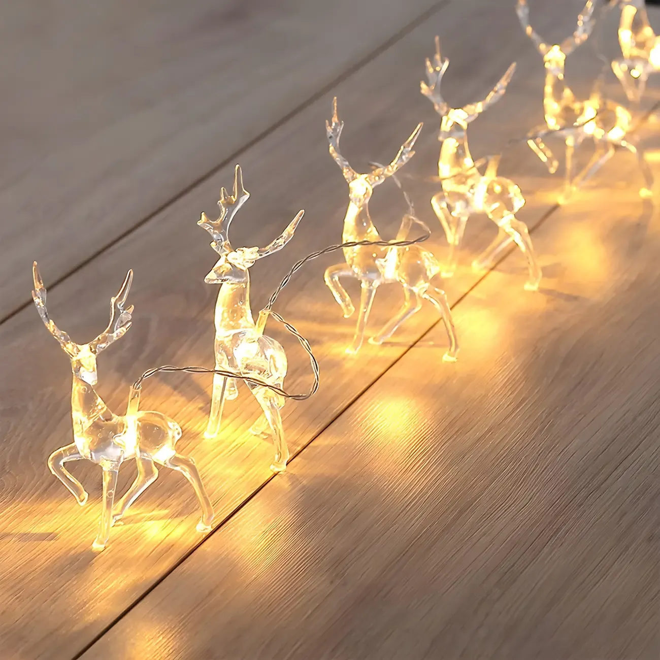 Plastic Festive Clear Reindeer LED String Light Image - 4