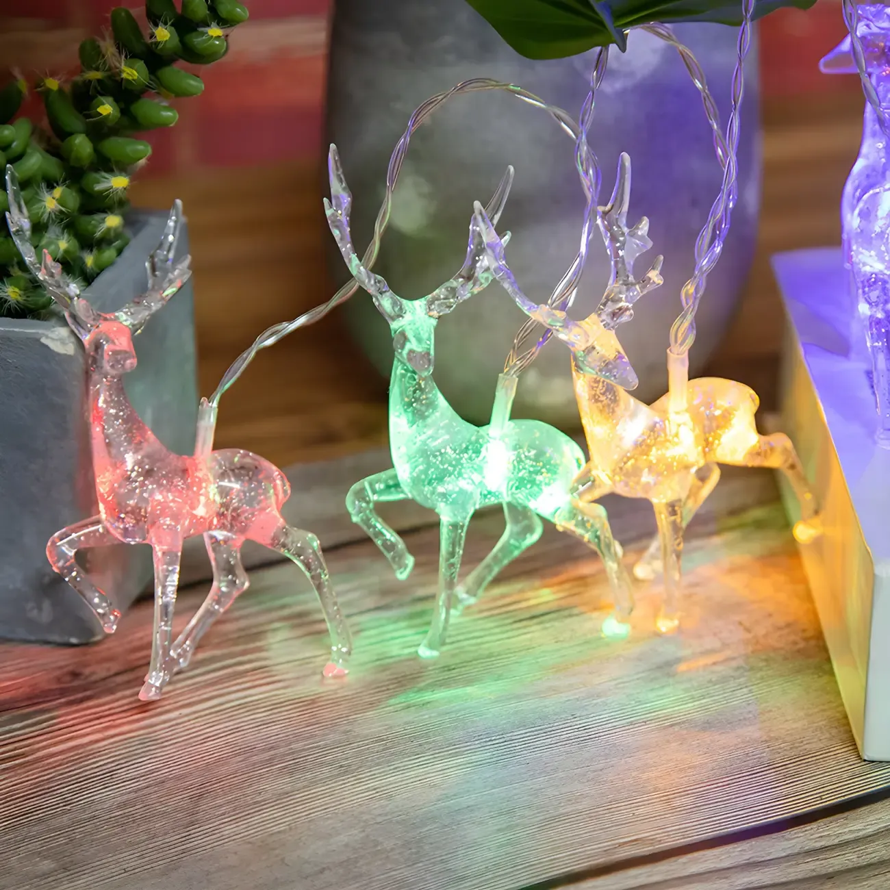 Plastic Festive Clear Reindeer LED String Light Image - 6