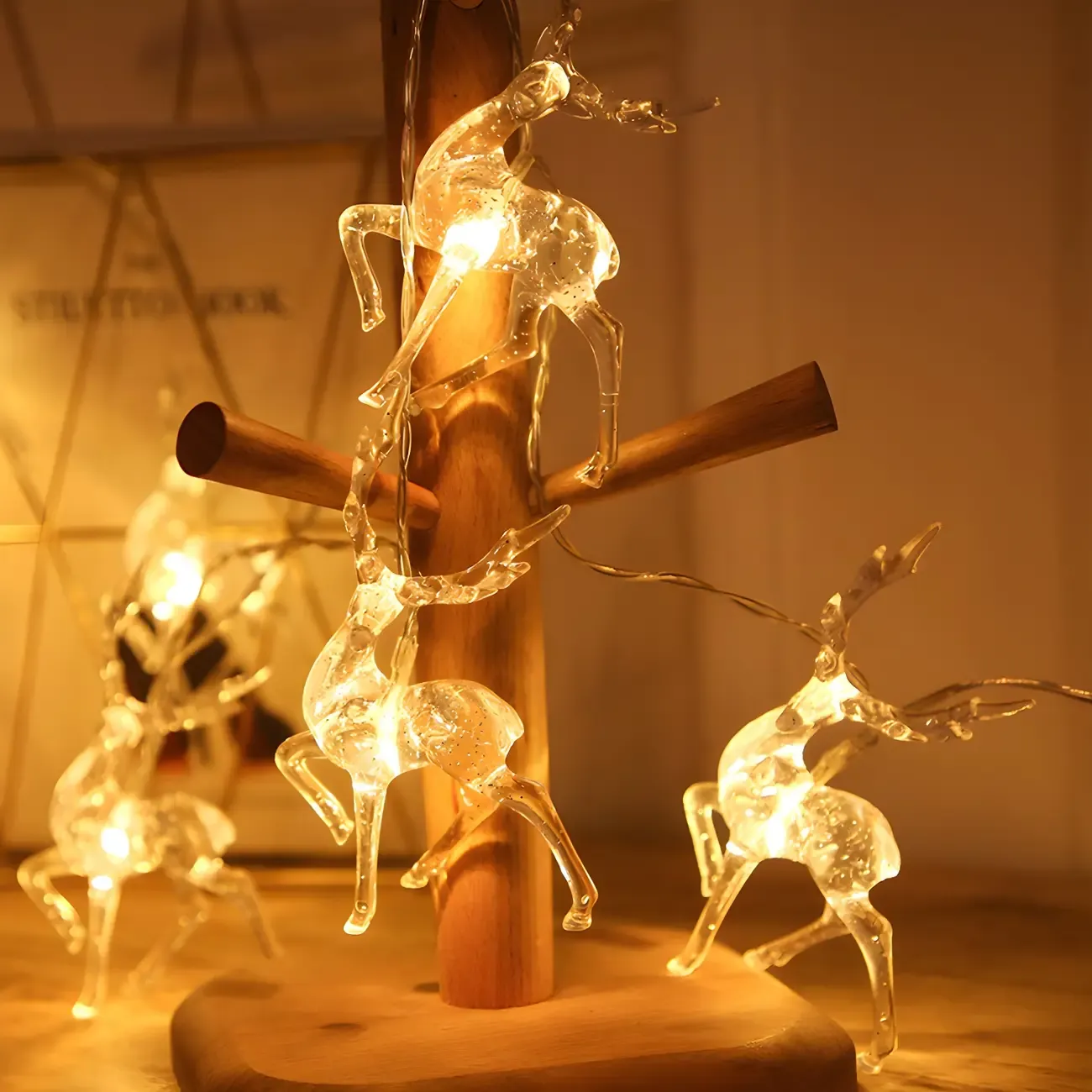 Plastic Festive Clear Reindeer LED String Light Image - 15
