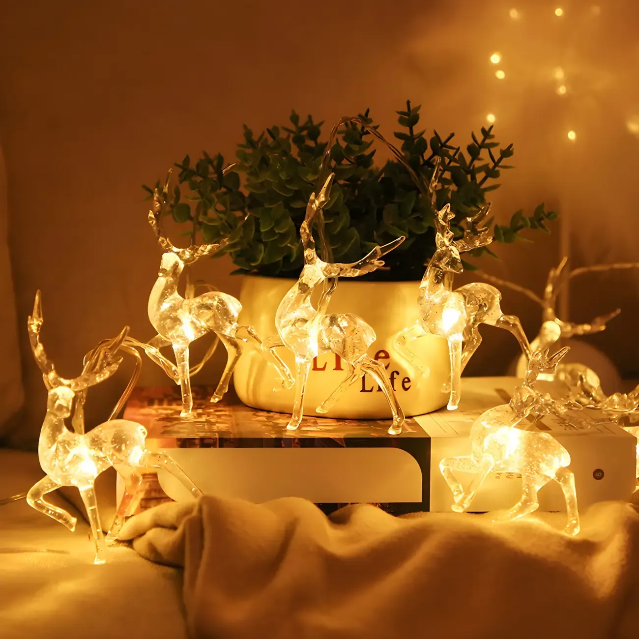 Plastic Festive Clear Reindeer LED String Light Image - 16