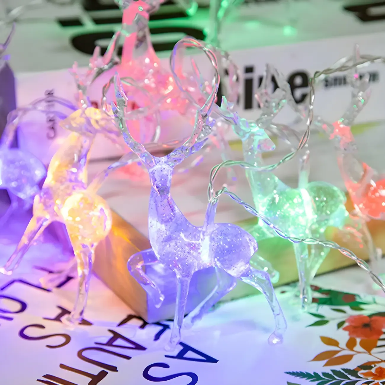 Plastic Festive Clear Reindeer LED String Light Image - 17